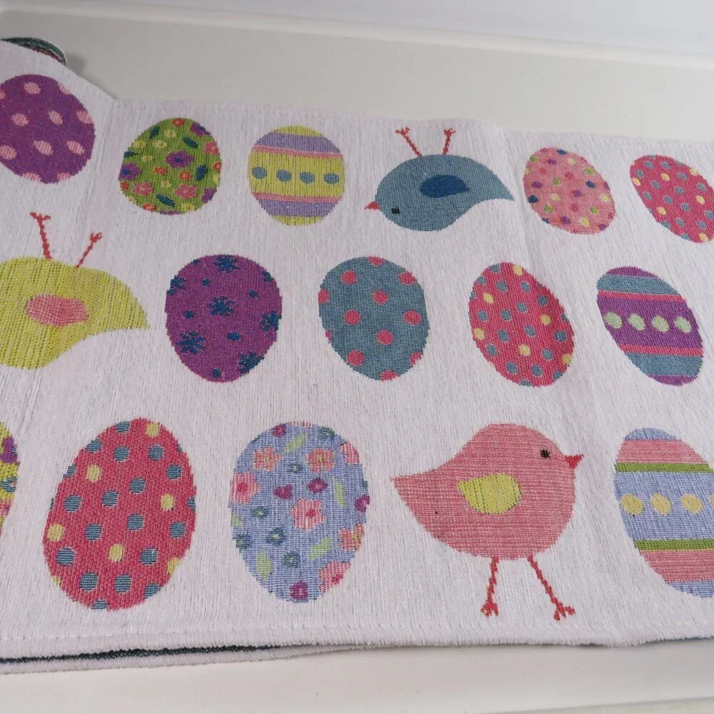 Easter Spring White with Eggs Chicks 13x72 in 6 ft Table Runner